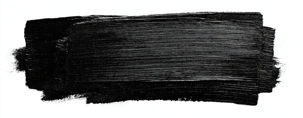 The black brushstroke on white background with textured acrylic paint abstract minimal composition
