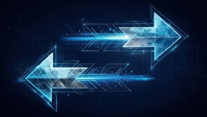 Dynamic data flow with glowing arrows for strategic business growth and digital transformation, a modern tech feel for innovation and progress
