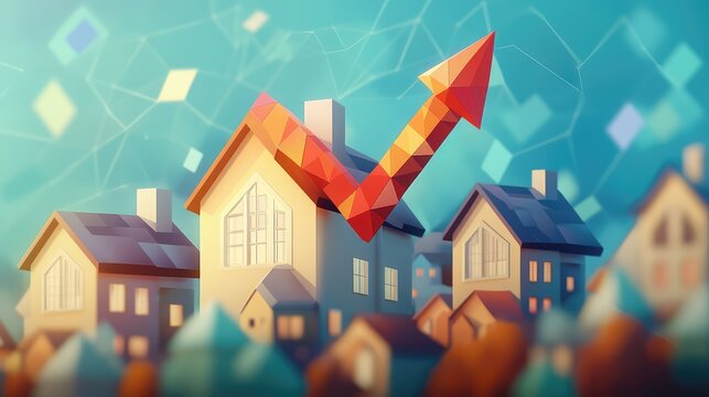 growth low poly arrow indicating an increase in property value