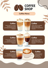 Coffee Shop Menu with Assorted Coffee Drinks