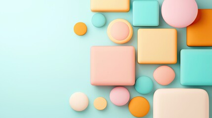 Colorful Geometric Shapes on Soft Blue Background