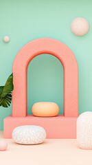 Abstract Composition with Shapes and Textures in Pastel Colors