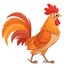 Cartoon rooster isolated on white background