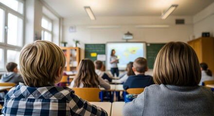 Obraz premium Elementary School Classroom Learning Education Students Teacher Knowledge Back to School Childrens Class Group Studying Young Learners
