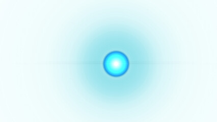 Abstract Blue Glowing Orb with Lens Flare on Pure White Background - Digital Energy Concept