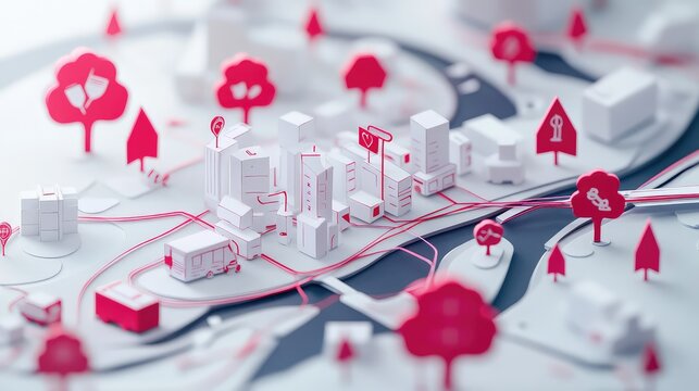cutout exploded view of healthcare network paper cutout