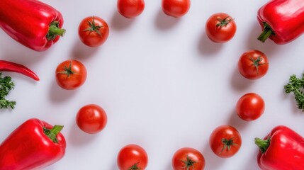 focal. Colorful summer vegetables arranged in a circular pattern, showcasing fresh and vibrant produce. menu design, packaging mockups, designed for food delivery and cloud-kitchen brand materials.