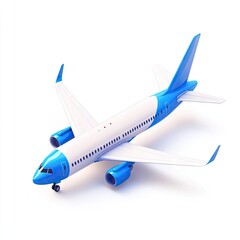 Blue and white airplane, 3D model (1)