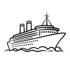 Obraz premium Scalable vector illustration of a cruise ship sailing on wavy ocean lines eps format silhouette vector illustration white background