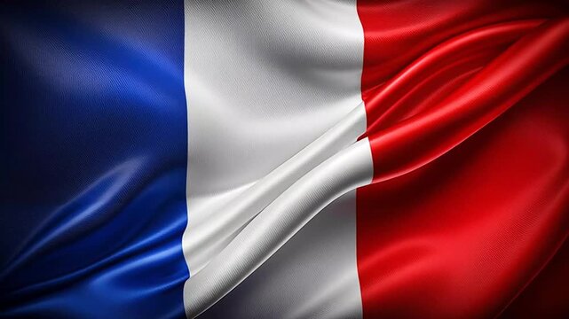 The France National Flag waving in the wind
