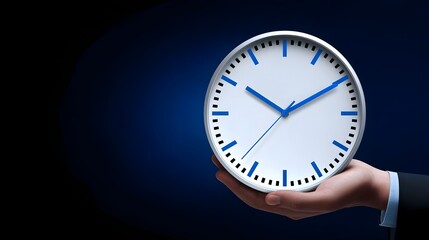 A person holding an analog clock in their hand, signifying the importance of time management, scheduling, and organizational skills in a professional setting.