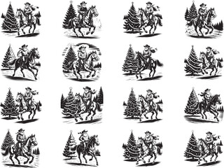 Cowboy Santa Western Christmas, Retro