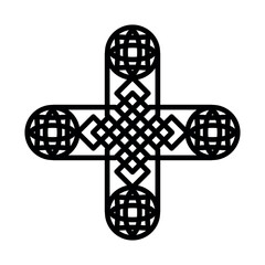 Celtic cross. Linear hand-drawn style on a white background.