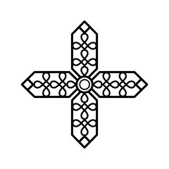 Celtic cross. Linear hand-drawn style on a white background.