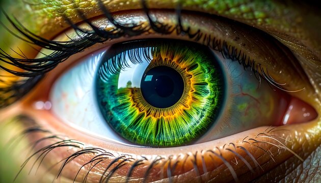 Close-up vibrant eye, colorful