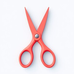 Coral-colored scissors, top-down view