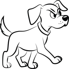 angry dog is walking vector outline