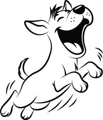cute dog is jumping vector outline