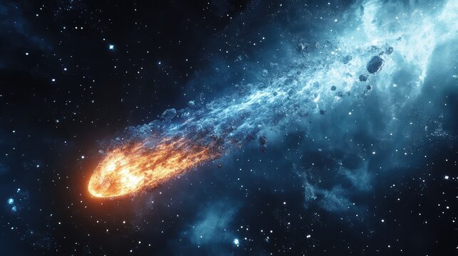 tmosphere cinematic style of a warping comet