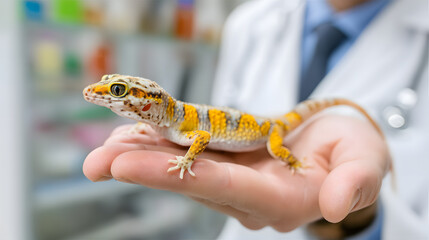 Obraz premium The gecko was cured by a veterinarian.