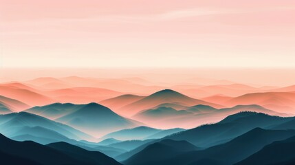 Mountain Sunrise/Sunset Landscapes: Misty Valleys, Blue Skies & Forest Hill Silhouettes