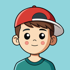 Playful illustration of a young boy wearing a baseball cap designed for graphic projects