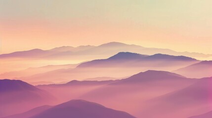 Fototapeta premium Mountain Sunrise/Sunset Landscapes: Misty Valleys, Blue Skies & Forest Hill Silhouettes