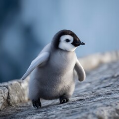 Adorable baby penguin waddling
