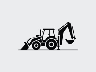 Naklejka premium Minimalist backhoe loader icon vector illustration clean scalable eps graphic design silhouette vector illustration white background