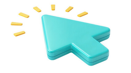 Turquoise cursor clicking isolated on transparent background