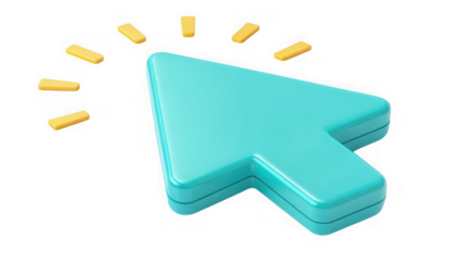 Turquoise cursor clicking isolated on transparent background