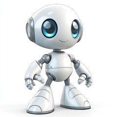 Cute, stylized robot, white, standing pose