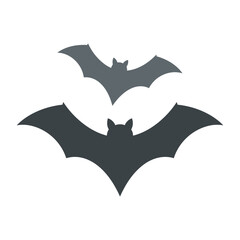Two silhouettes of bats with spread wings, one above the other, against a white background.