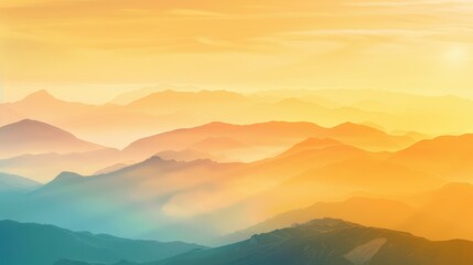 Obraz premium Mountain Sunrise/Sunset Landscapes: Misty Valleys, Blue Skies & Forest Hill Silhouettes