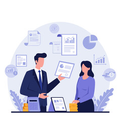 Business Consultant Presenting Financial Data and Charts