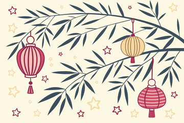 Seamless tanabata festival bamboo pattern for festive asian celebrations and decorations
