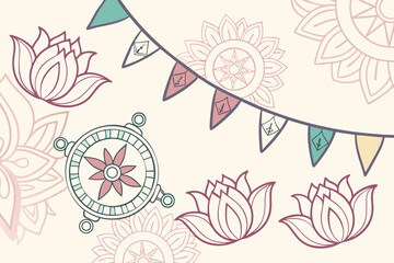 Seamless spiritual buddhist background design with intricate patterns and calming colors suitable for meditation and mindfulness applications