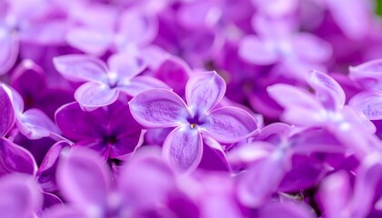 Close-up vibrant purple lilac blossoms