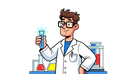 Scientist in Laboratory Holding Test Tube 