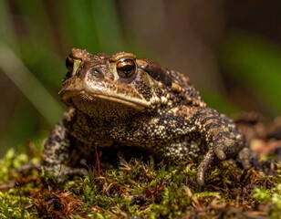 Fototapeta premium Close-up of a Toad on Moss.
