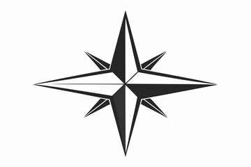 Obraz premium Black and white compass rose vector with star symbol and decorative elements