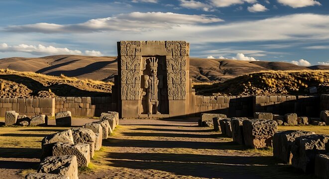 Ancient Stone Gate in the Andes Mountains.