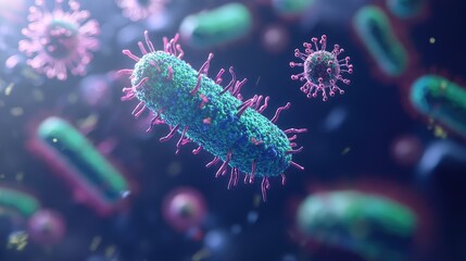 Fototapeta premium bacteria low poly style cross section of a bacterial colony