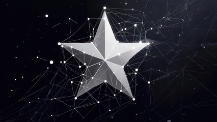 Stunning geometric starburst with luminous network connections on dark abstract background, symbolizing innovation and digital future