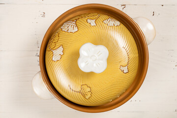 top view rustic ceramic pot