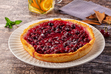 Tasty homemade pie with cherry