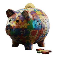 Globe piggy bank with coins beside it, symbolic concept about world finance, savings and global economy illustration