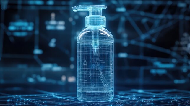prototype blueprint simulation of a hand sanitizer bottle