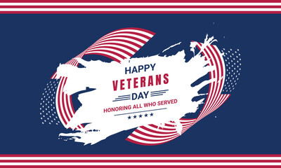 Thank you Veterans - Honoring all who served vector illustration. USA flag waving on blue background. vector illustration.
