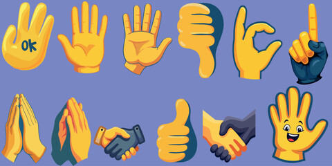 Set of cute pag hand gesture emojis